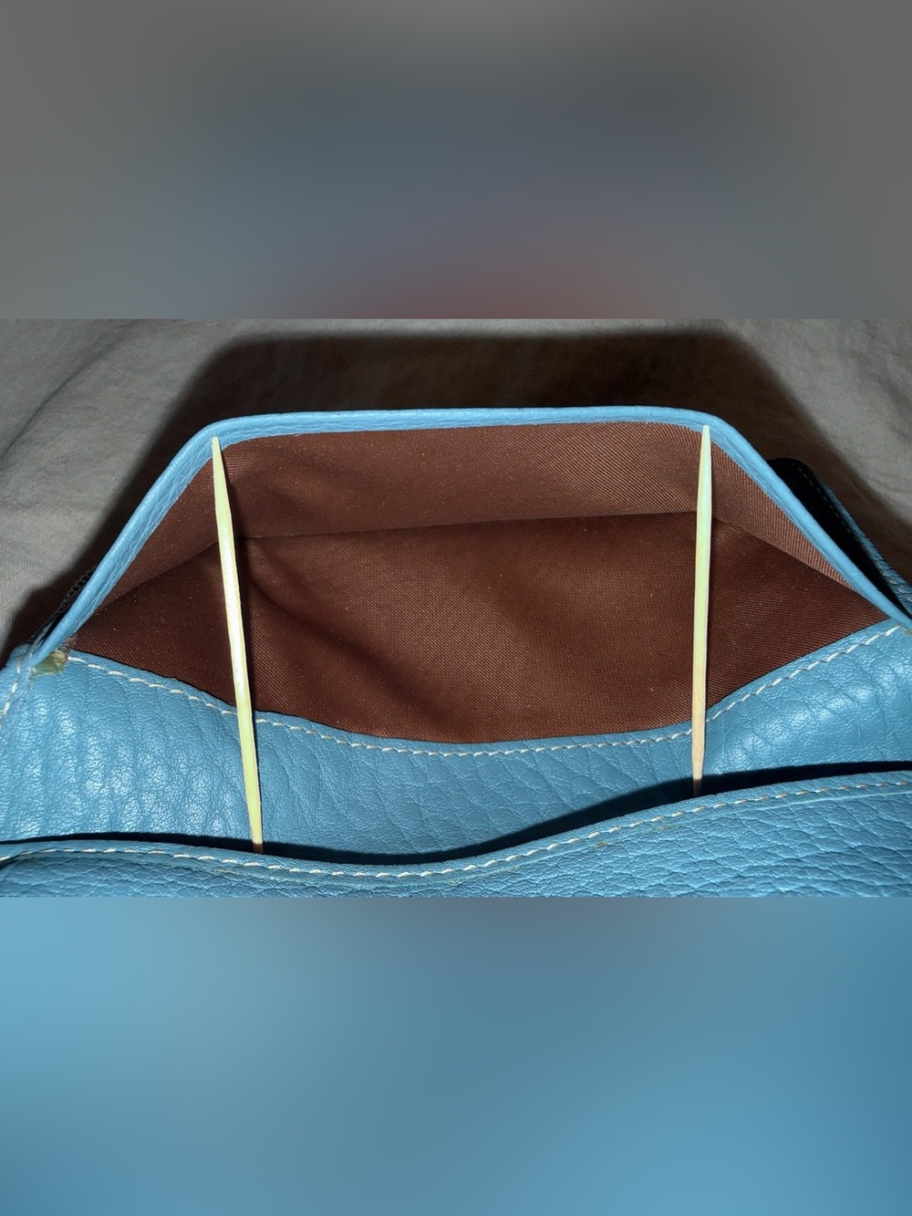 Dooney & Bourke Greyish Blue Zip-Around Leather Wallet - Picture 9 of 16